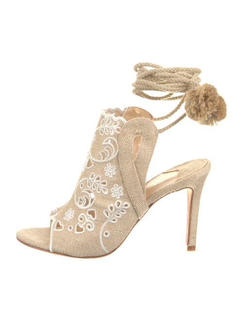 Isa Tapia Straw Embroidered Accent Sandals