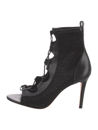 Isa Tapia Leather Crystal Embellishments Lace-Up Boots