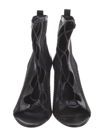 Isa Tapia Leather Crystal Embellishments Lace-Up Boots