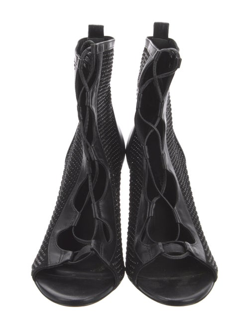 Isa Tapia Leather Crystal Embellishments Lace-Up Boots