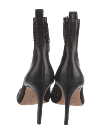 Isa Tapia Leather Crystal Embellishments Lace-Up Boots