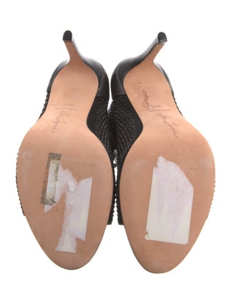 Isa Tapia Leather Crystal Embellishments Lace-Up Boots