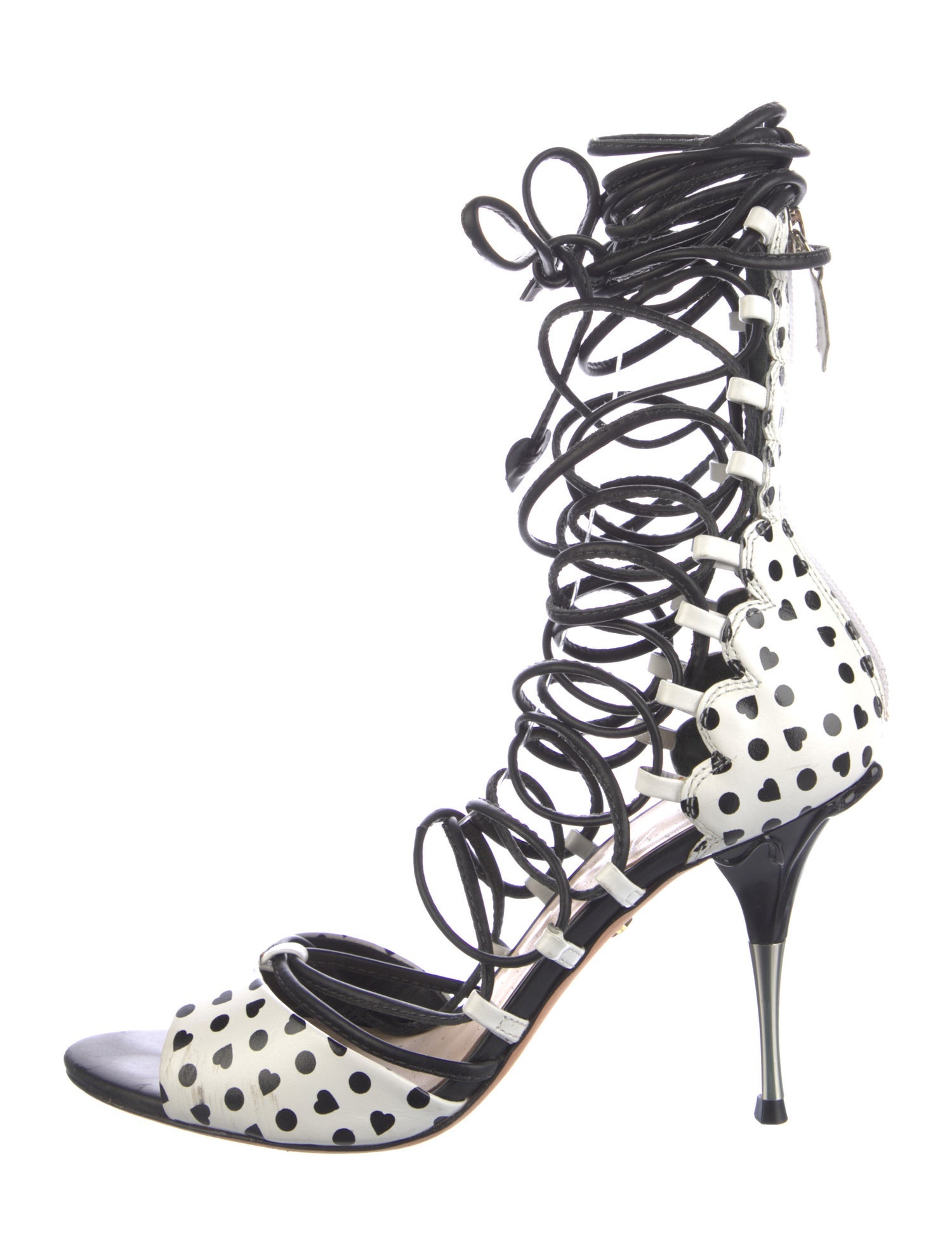 Isa Tapia Leather Animal Print Gladiator Sandals
