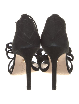 Isa Tapia Suede Floral Print Sandals