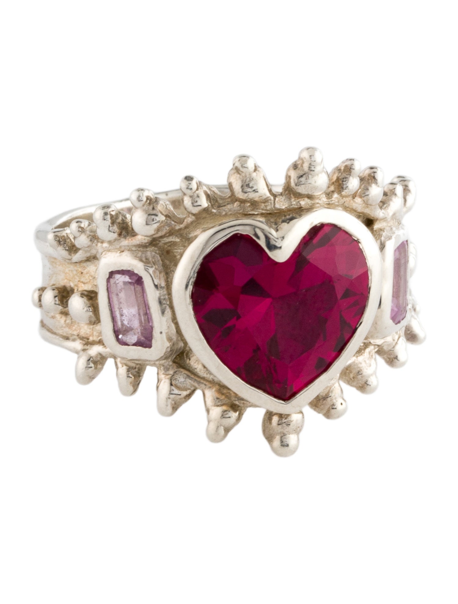 Millie Savage Synthetic Ruby & Sapphire Heart Ring