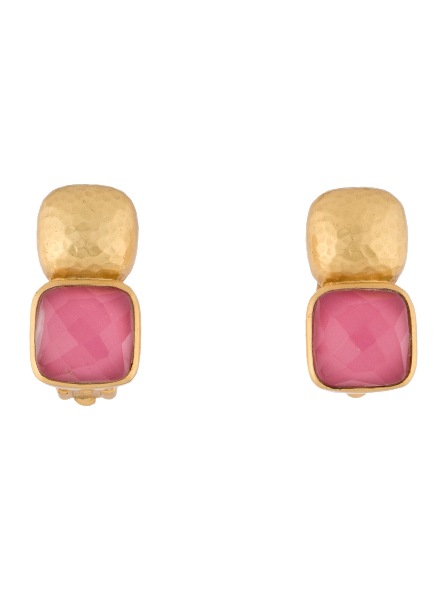 Julie Vos Pink stone "Catalina" Clip On Earrings