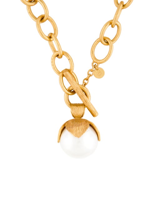 Julie Vos Faux Pearl Pendant Chain Necklace