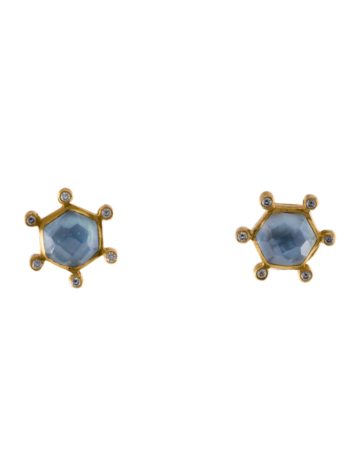 Julie Vos Mother of Pearl & Crystal Stud Earrings