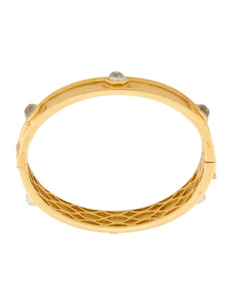 Julie Vos Faceted Crystal Palladio Hinged Bangle Bracelet