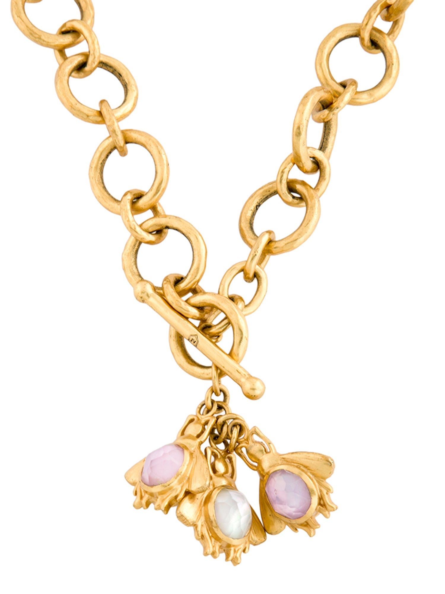 Julie Vos Crystal Bee Charm Chain Necklace