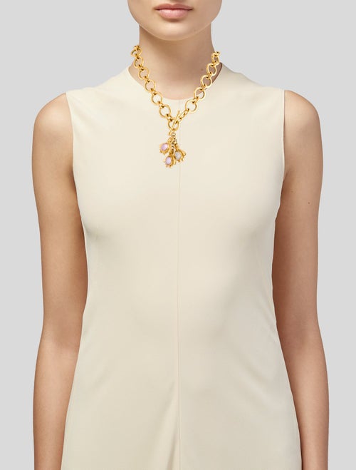 Julie Vos Crystal Bee Charm Chain Necklace