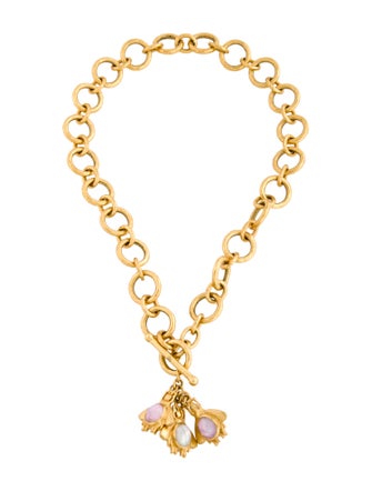 Julie Vos Crystal Bee Charm Chain Necklace