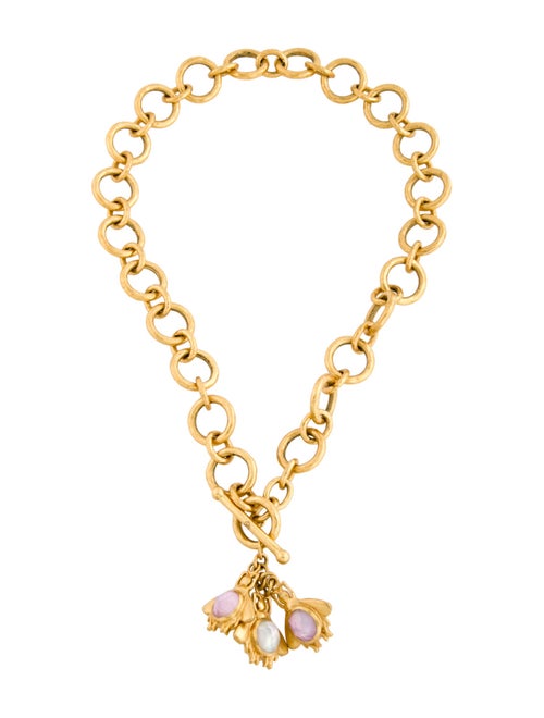 Julie Vos Crystal Bee Charm Chain Necklace