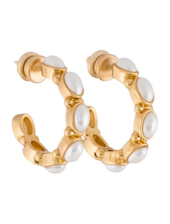 Julie Vos Faux Pearl Hoop Earrings