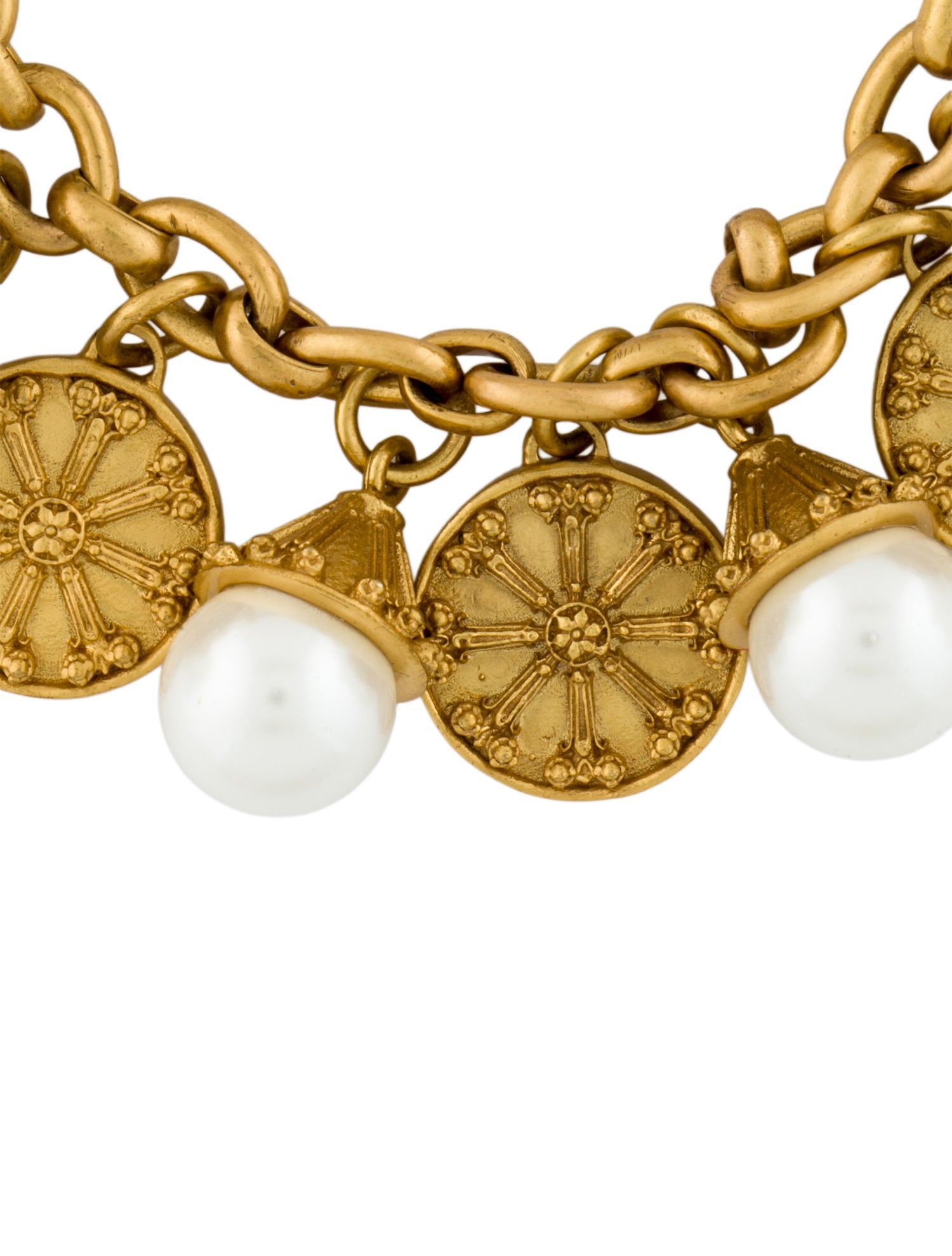 Julie Vos Faux Pearl Coin Link Bracelet