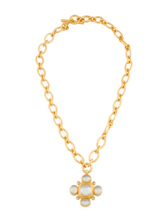 Julie Vos Mother Of Pearl & Cubic Zirconia Tudor Pendant Necklace