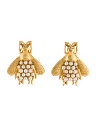 Julie Vos Faux Pearl Bee Earrings