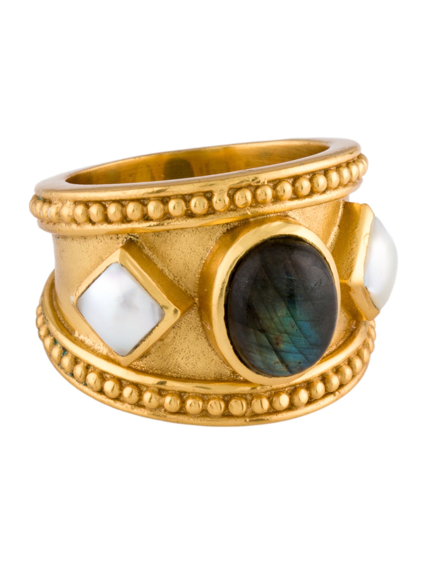 Julie Vos Mother of Pearl & Stone Cocktail Ring