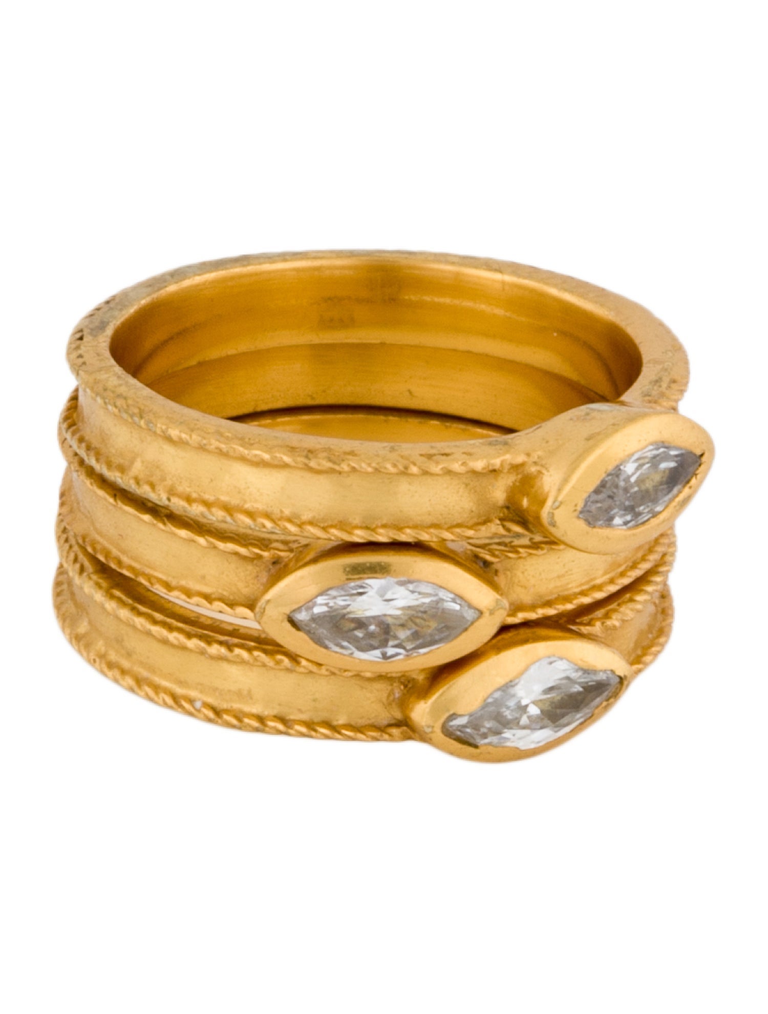 Julie Vos Colorless Stone Trio Ring Set