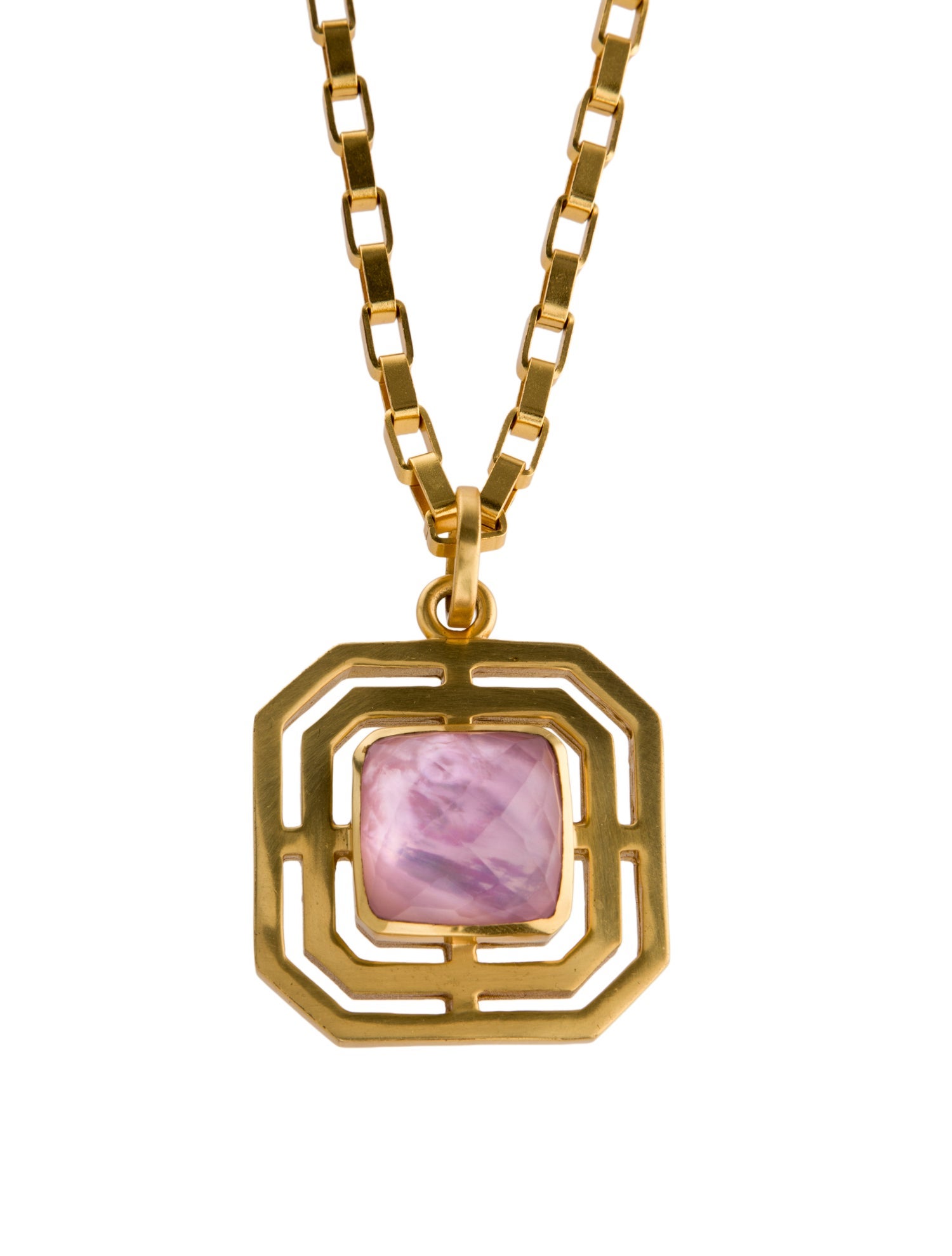 Julie Vos Mother of Pearl & Cubic Zirconia Doublet Square Pendant Necklace