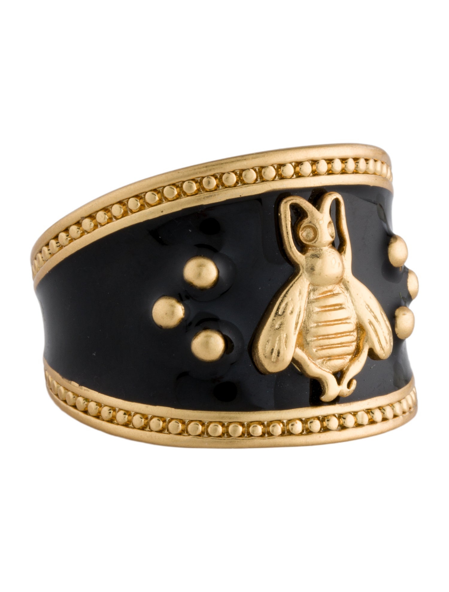Julie Vos Cubic Zirconia Bee Crest Enamel Ring