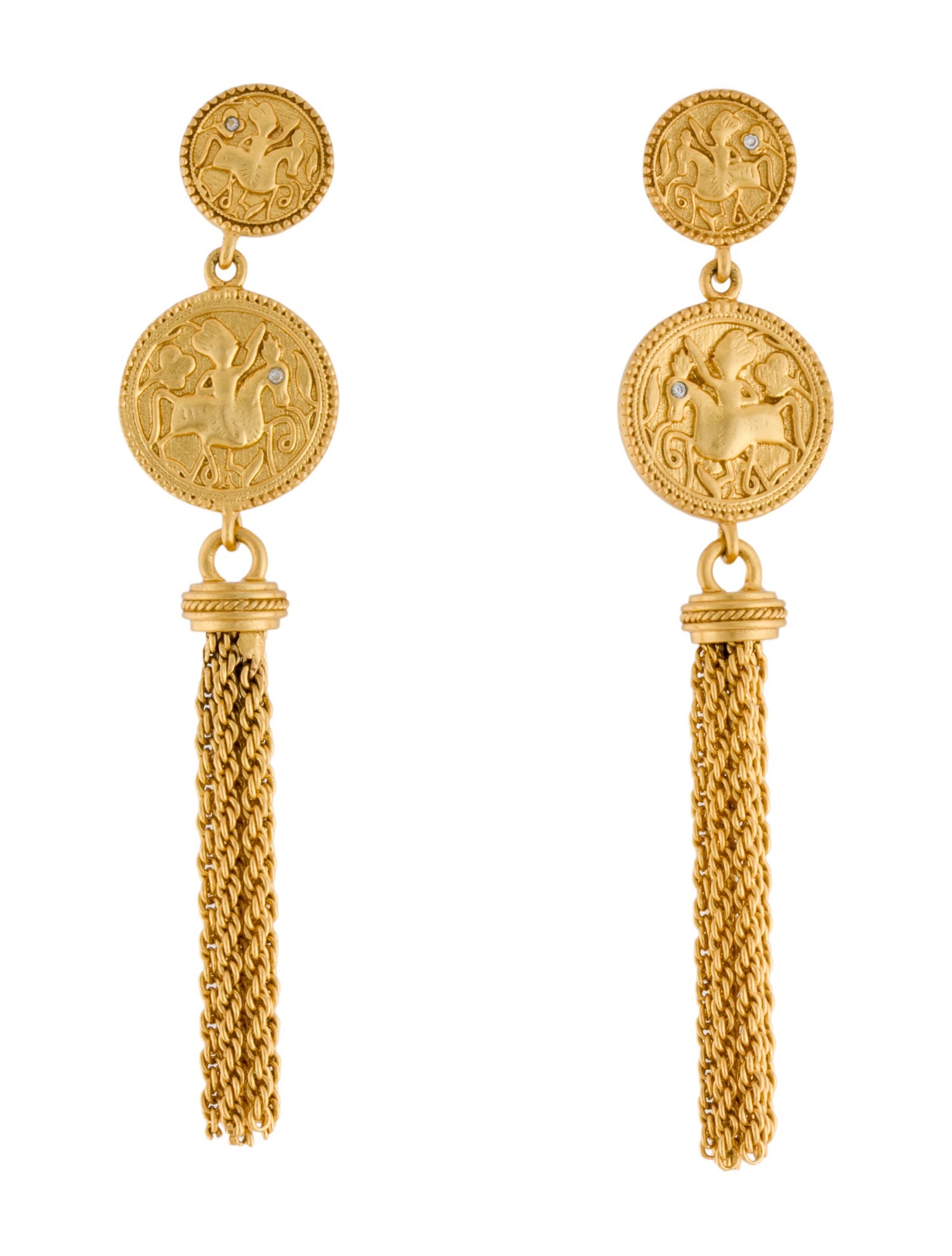 Julie Vos Crystal Coin Tassel Drop Earrings