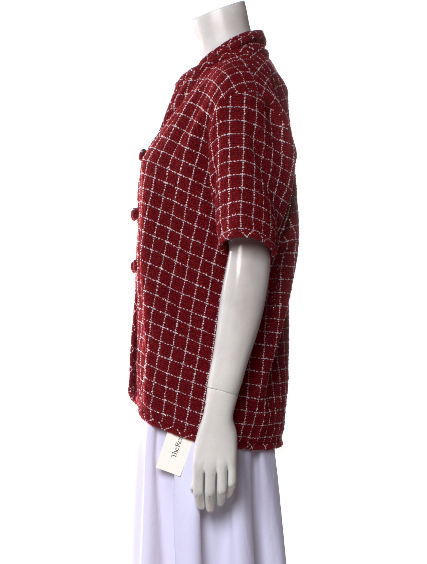 Liberowe Plaid Print V-Neck Button-Up Top w/ Tags