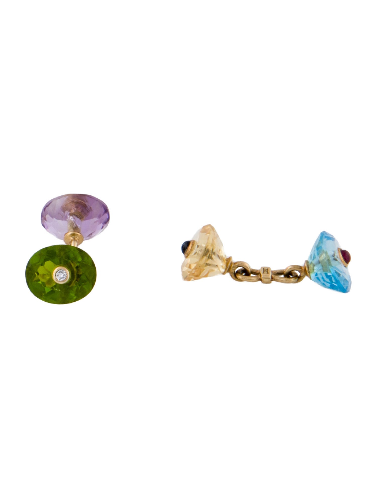 Prince Dimitri 18K Multistone & Diamond Oval Tutti Frutti Cufflinks