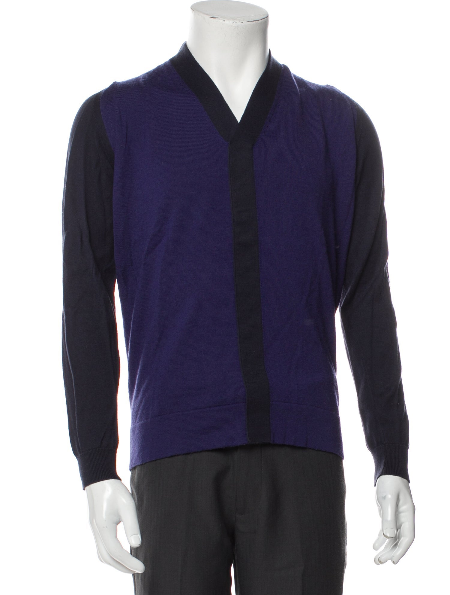 John Smedley Colorblock Pattern V-Neck Cardigan