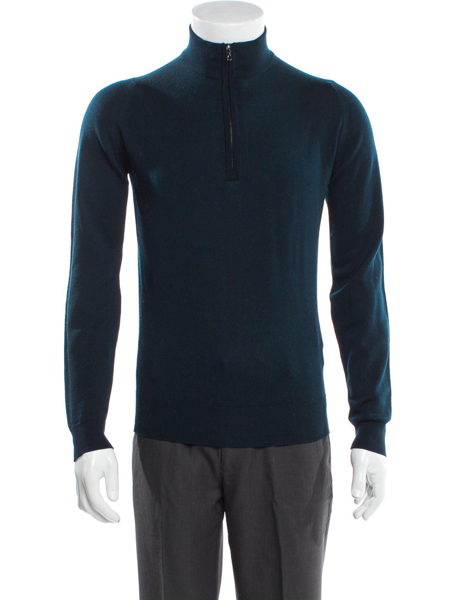John Smedley Wool Mock Neck Polo Sweater