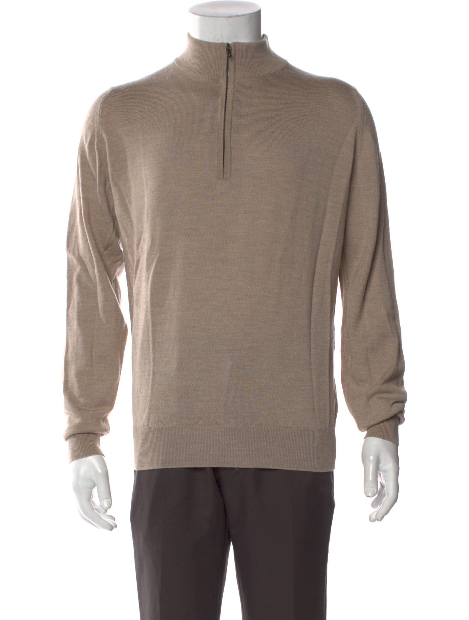 John Smedley Merino Wool Mock Neck Polo Sweater