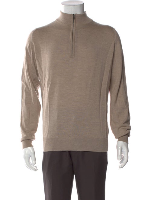 John Smedley Merino Wool Mock Neck Polo Sweater