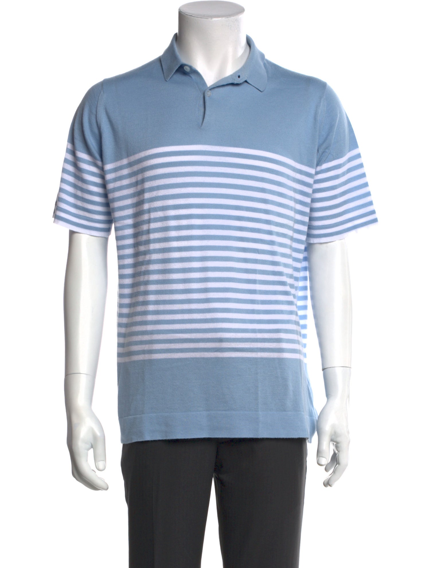 John Smedley Striped Collar Polo Shirt