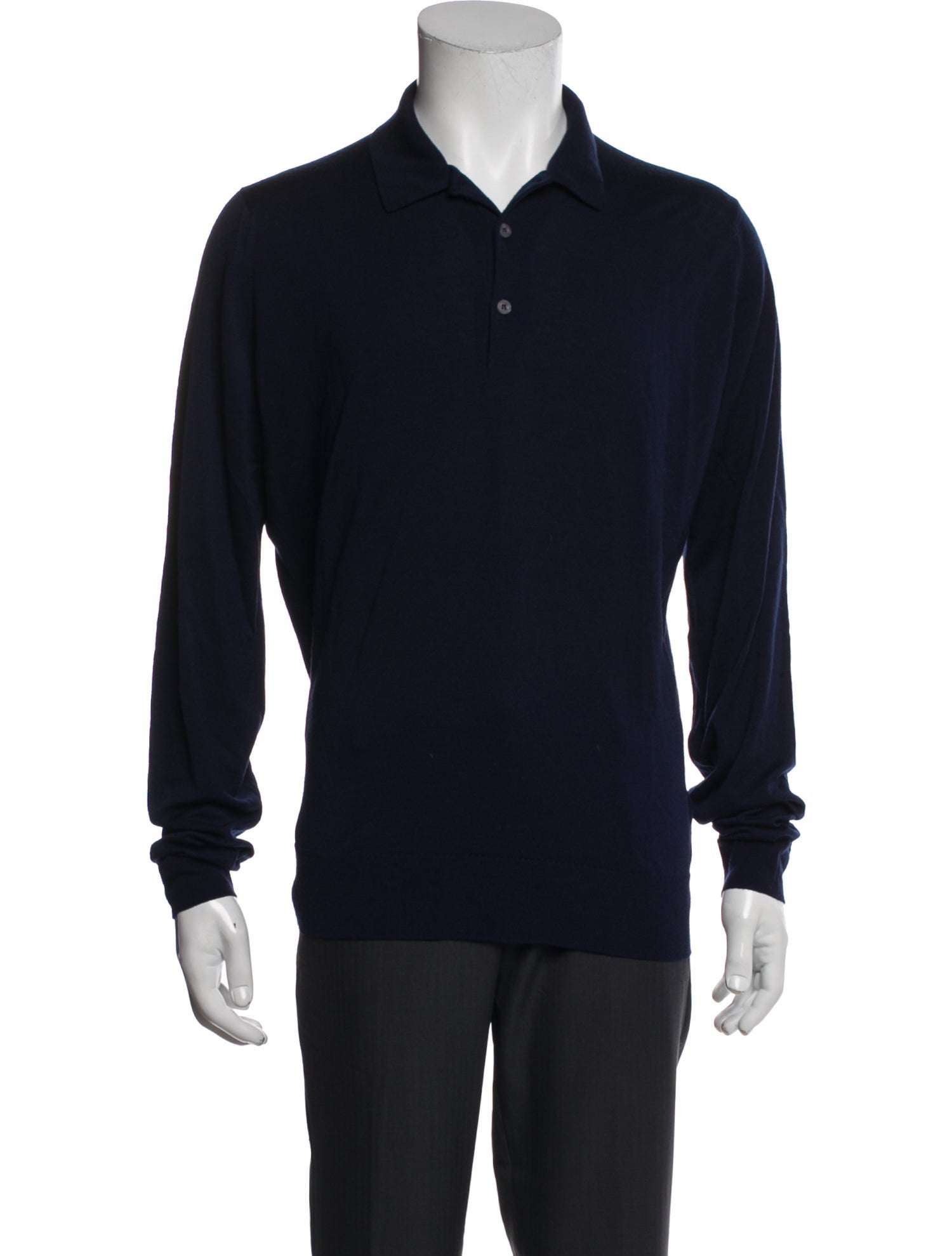 John Smedley Merino Wool Mock Neck Polo Sweater