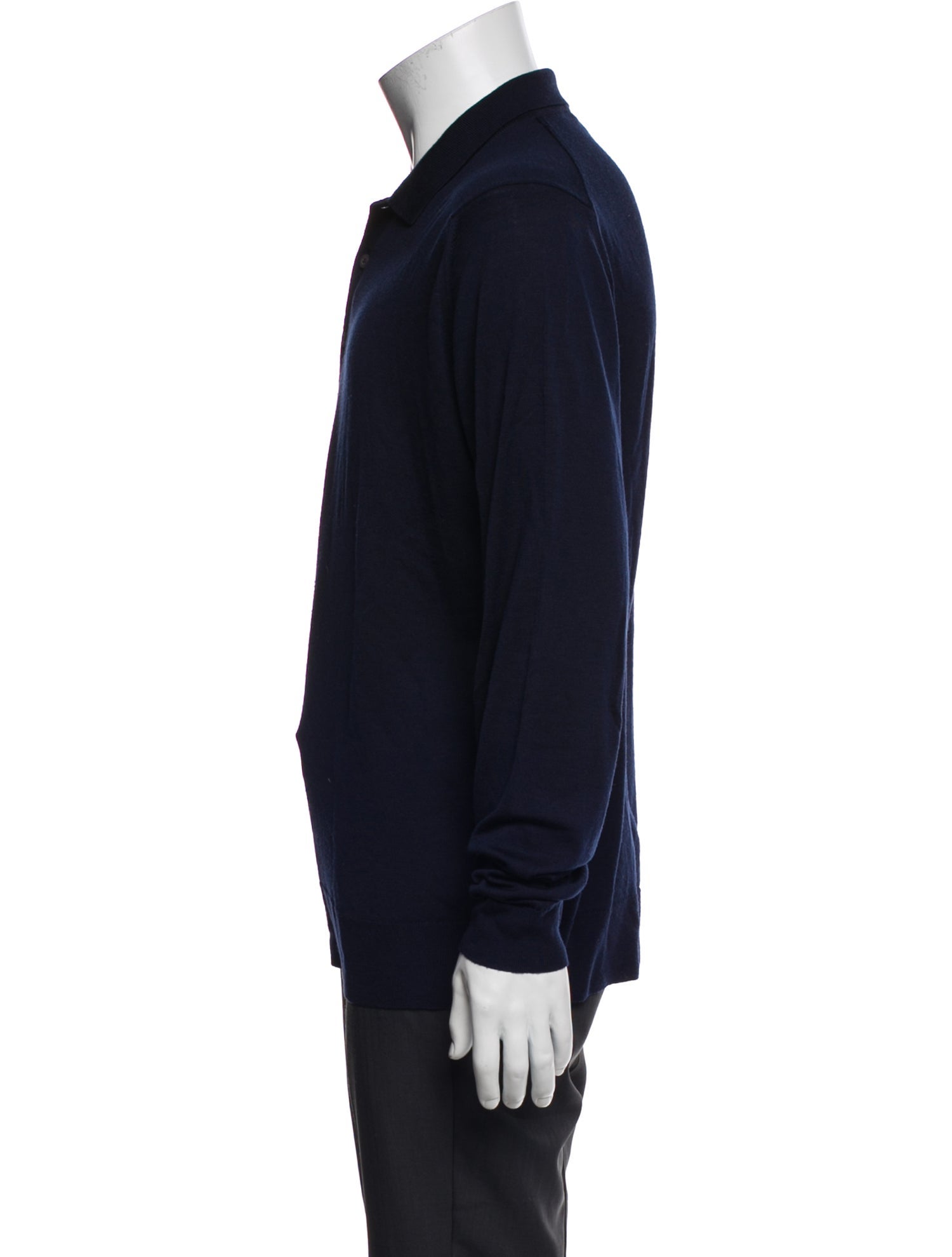 John Smedley Merino Wool Mock Neck Polo Sweater