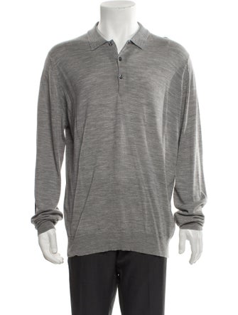 John Smedley Merino Wool V-Neck Polo Sweater