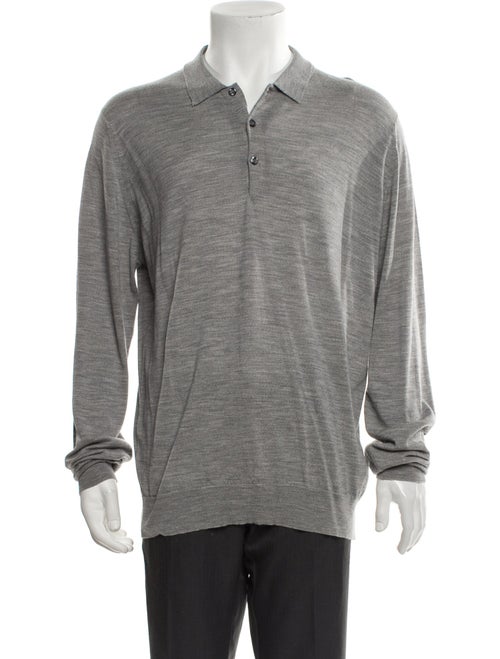 John Smedley Merino Wool V-Neck Polo Sweater