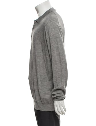 John Smedley Merino Wool V-Neck Polo Sweater