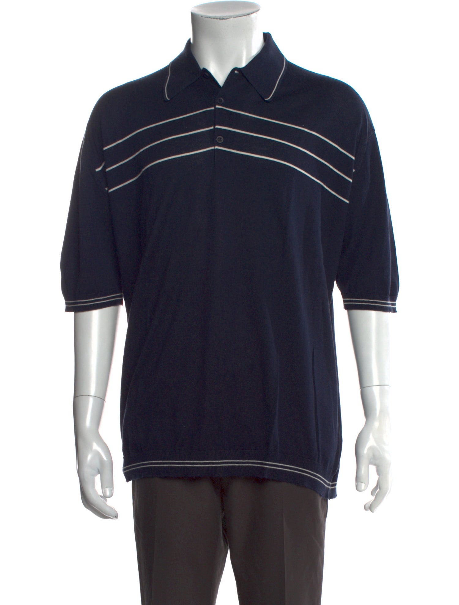 John Smedley Striped Collar Polo Shirt
