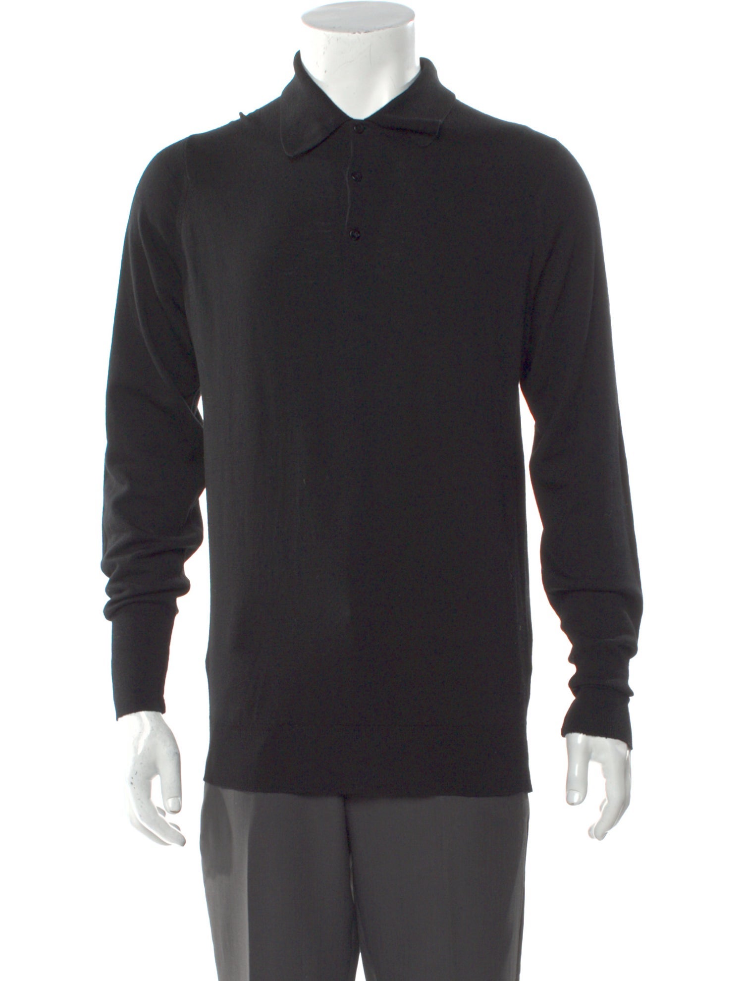 John Smedley Wool Mock Neck Polo Sweater