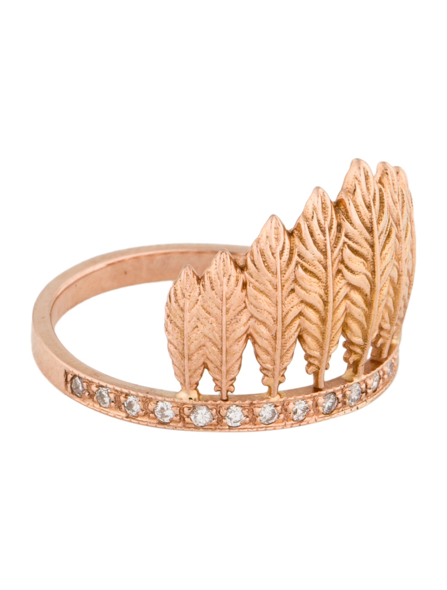 Jacquie Aiche 14K Diamond Feather Headdress Cocktail Band