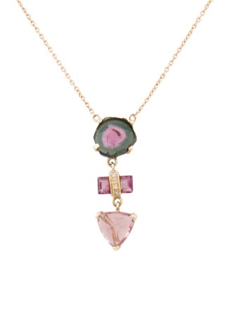 Jacquie Aiche 14K Tourmaline & Diamond Drop Pendant Necklace