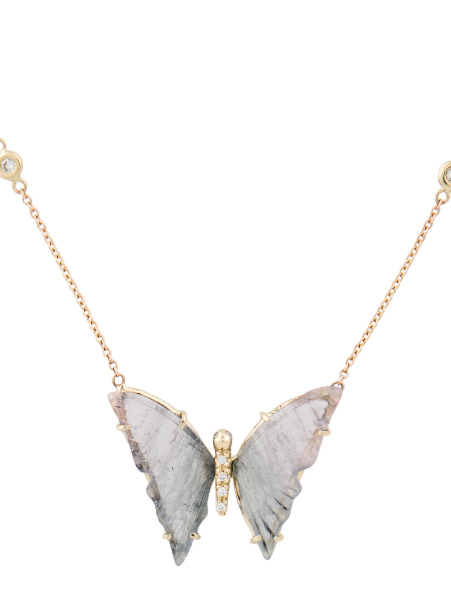 Jacquie Aiche 14K Tourmaline & Diamond Butterfly Pendant Necklace