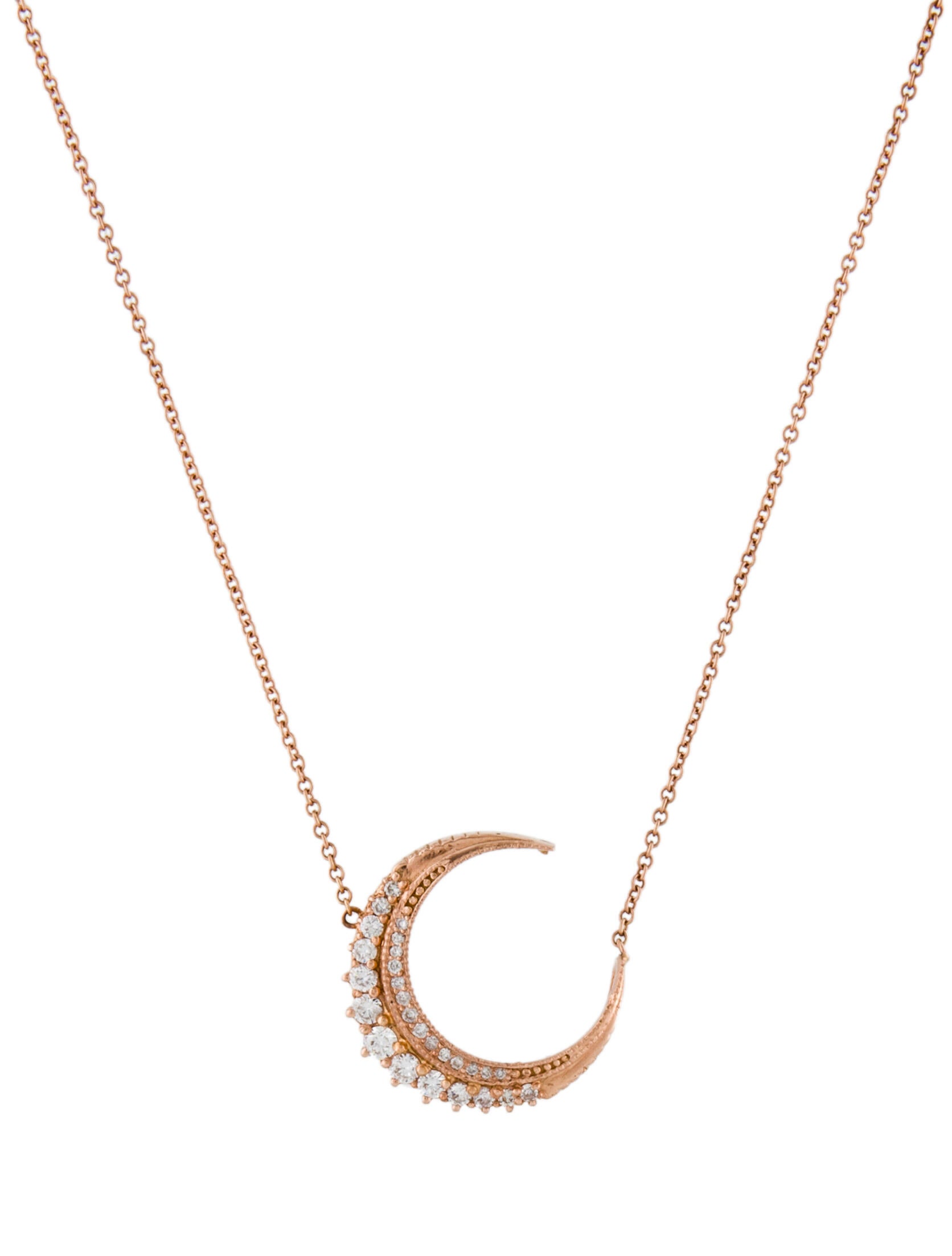 Jacquie Aiche 14K Diamond Mini Crescent Moon Pendant Necklace