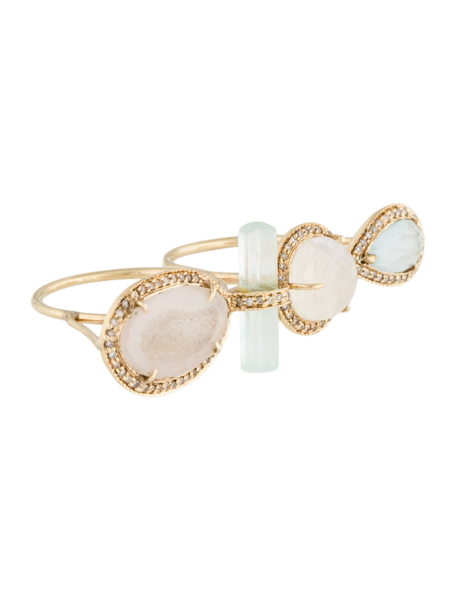 Jacquie Aiche 14K Multistone & Diamond Double Knuckle Ring