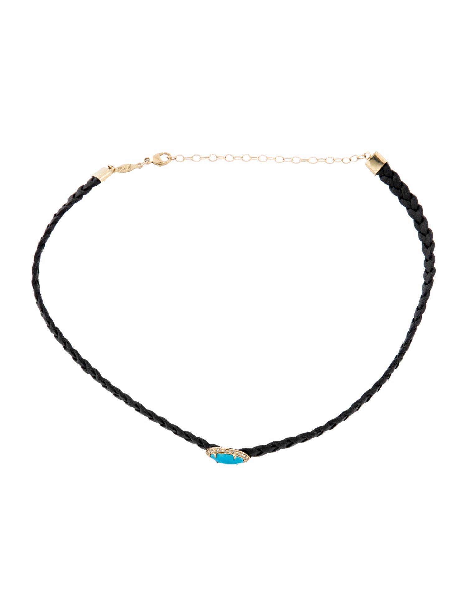 Jacquie Aiche 14K Dyed Magnesite & Diamond Leather Braided Choker Necklace