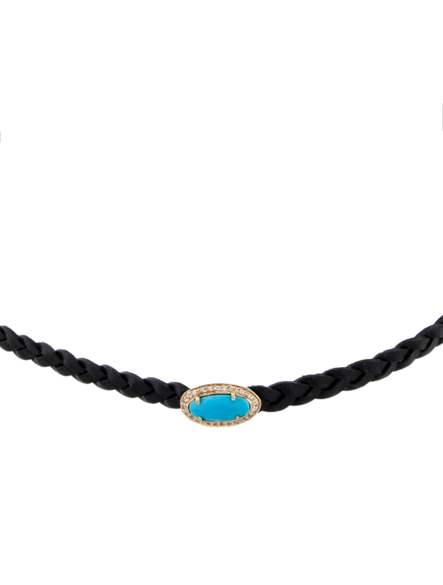 Jacquie Aiche 14K Dyed Magnesite & Diamond Leather Braided Choker Necklace
