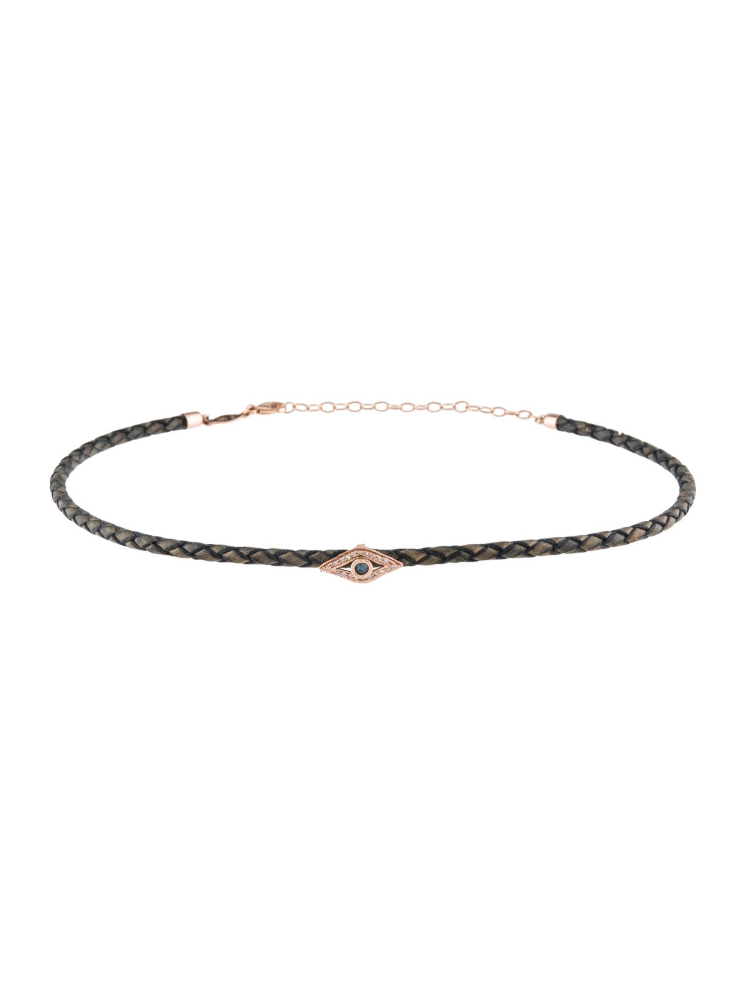 Jacquie Aiche 14K Leather & Diamond Evil Eye Choker Necklace
