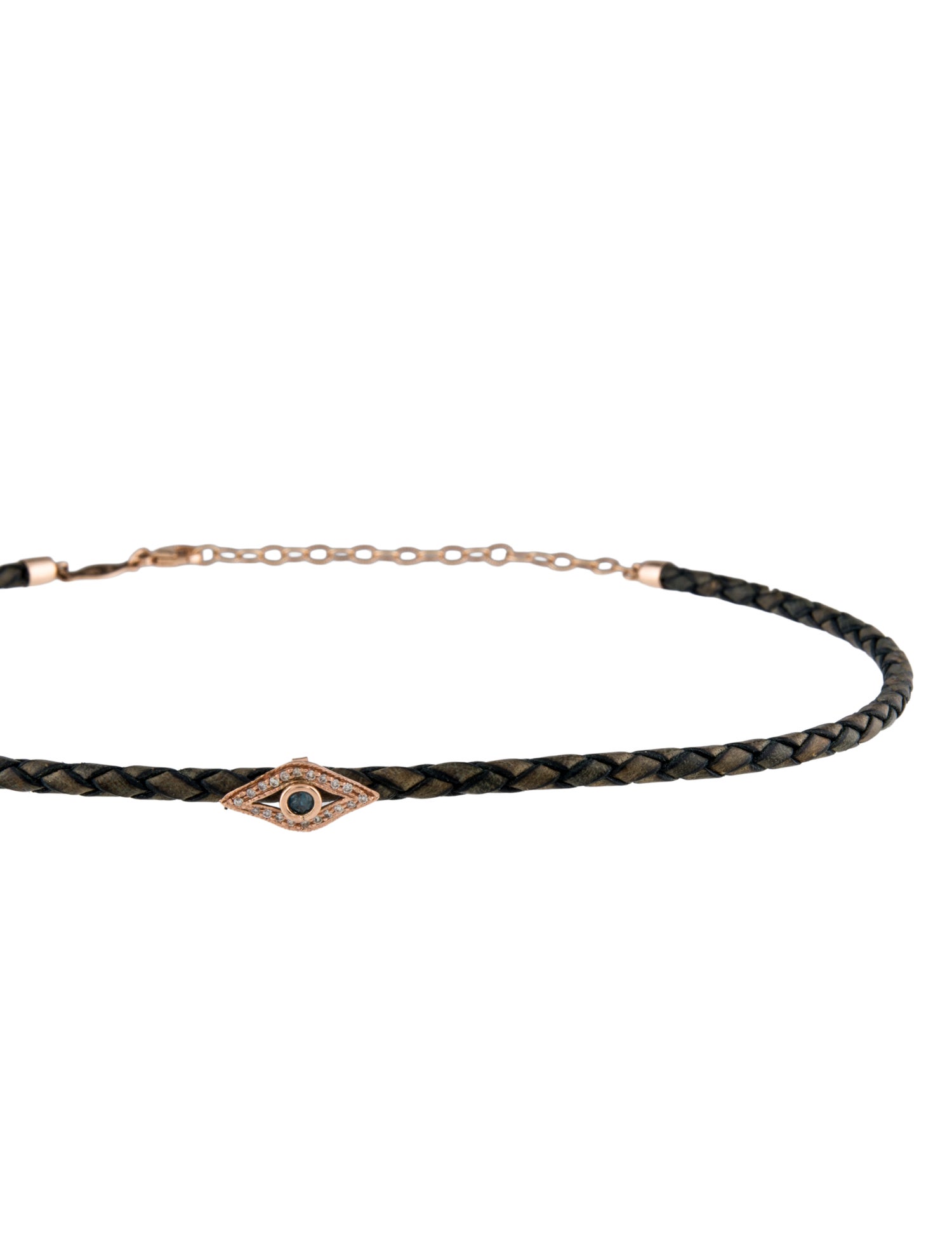 Jacquie Aiche 14K Leather & Diamond Evil Eye Choker Necklace