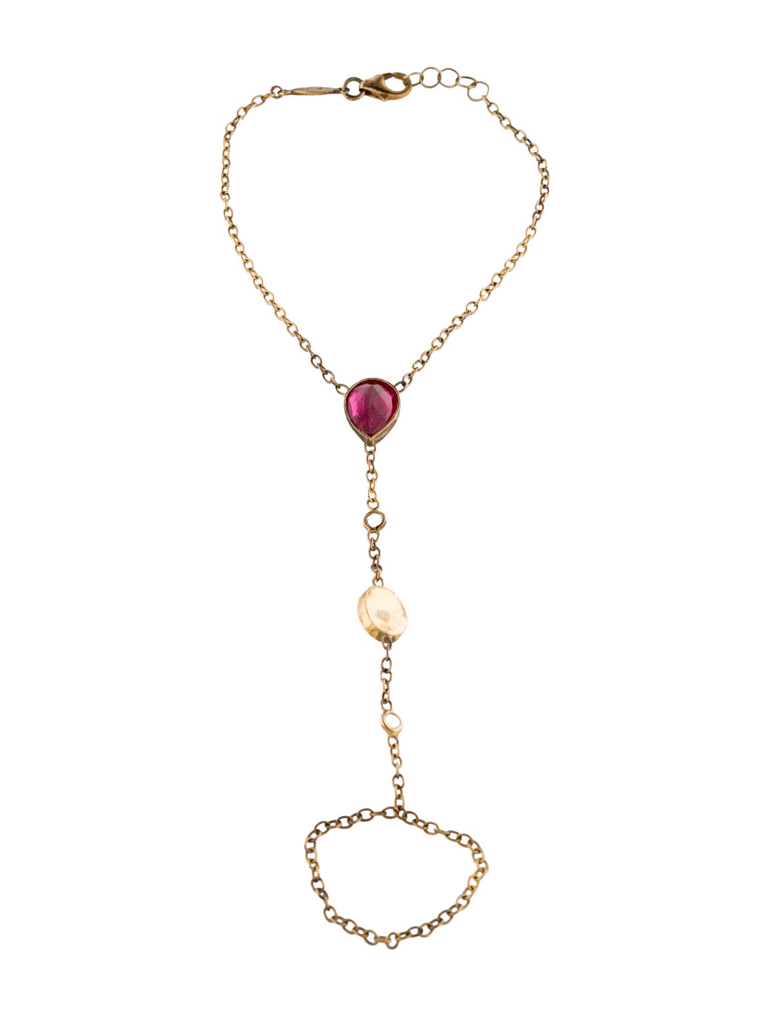 Jacquie Aiche Synthetic Ruby & Cubic Zirconia Hand Chain